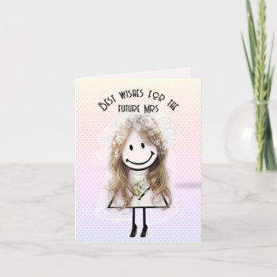 Tarjeta Novia Figura De Palitos En Corazones