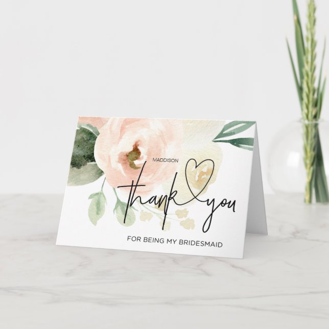 Tarjeta Novia Gracias Boda De Regalo De Novia Rosa (Anverso)