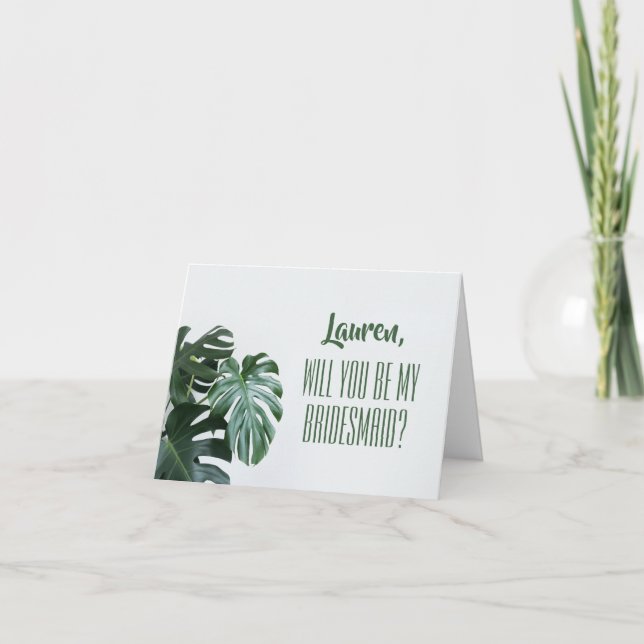 Tarjeta Novia Monstera moderna (Anverso)