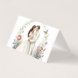 Tarjeta Novia Romántica Novio Floral Elegante Pareja de Ca