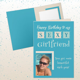 Tarjeta Novia sexy agrega foto turquesa y cumpleaños