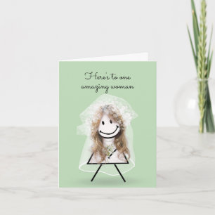 Tarjeta Novia Stick Girl with Bridal Bouquet