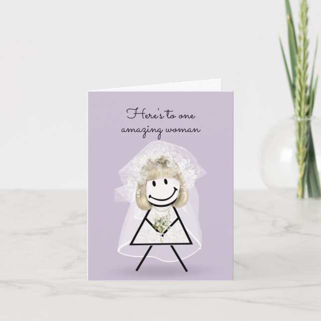Tarjeta Novia Stick Girl with Bridal Bouquet (Anverso)