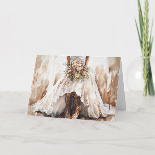 Tarjeta Novia única con boots de Bouquet y Cowboy