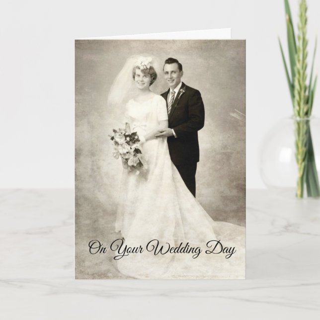 Tarjeta Novia vintage y Groom (Anverso)