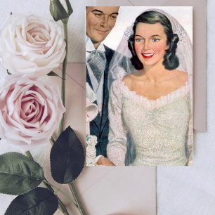 Tarjeta Novia vintage y Groom