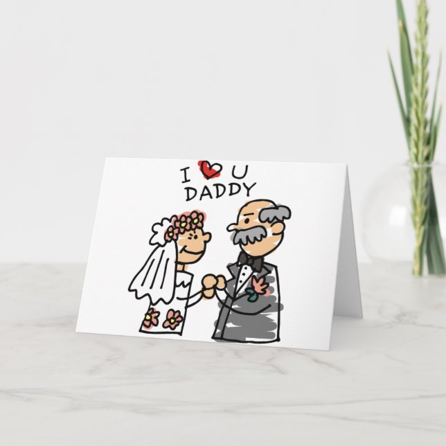 Tarjeta Novia Y Padre El Día De La Boda Antes De La Ceremo (Anverso)