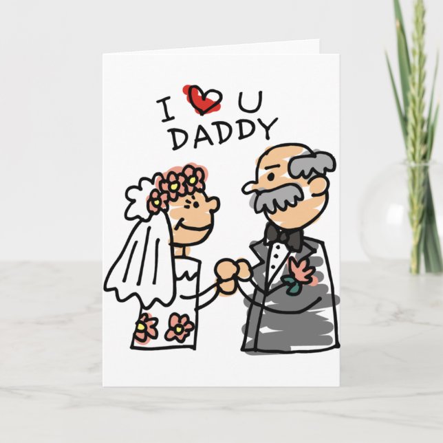 Tarjeta Novia Y Padre El Día De La Boda Antes De La Ceremo (Anverso)
