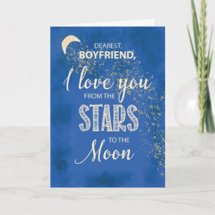 Tarjeta Novio, amor de estrellas a cielo nocturno lunar