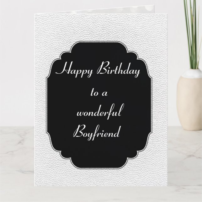 Tarjeta Novio cumpleaños elegante moderno blanco y negro (Anverso)