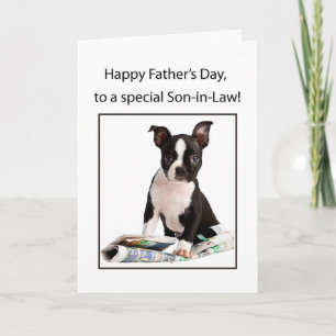 Tarjeta Novio, Feliz Día del Padre, Boston Terrier con