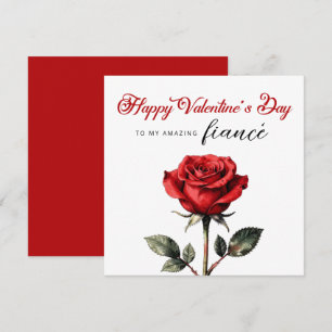 Tarjeta Novio Rosa Roja Romántica Feliz Día de San Valentí