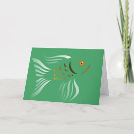 Tarjeta Nowruz Goldfish Fondo Verde