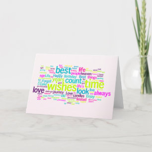 Tarjeta Nube de palabras de cumpleaños en varios idiomas