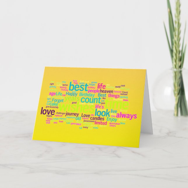 Tarjeta Nube de palabras de cumpleaños en varios idiomas (Anverso)