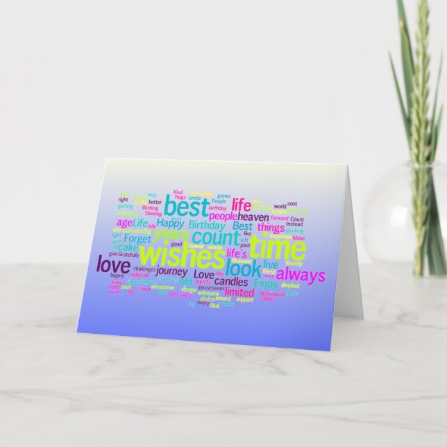 Tarjeta Nube de palabras de cumpleaños en varios idiomas (Anverso)