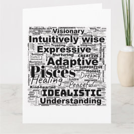 Tarjeta Nube de palabras de Piscis Inspiración del Zodíaco
