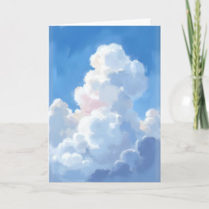 Tarjeta Nubes Blancas Hermoso Cielo Azul Acuarela