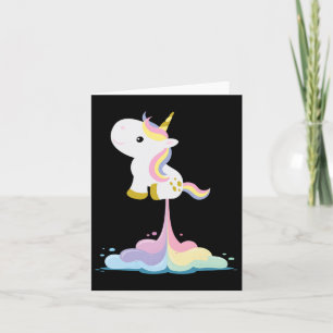 Tarjeta Nubes de arco iris de un cohete unicornio