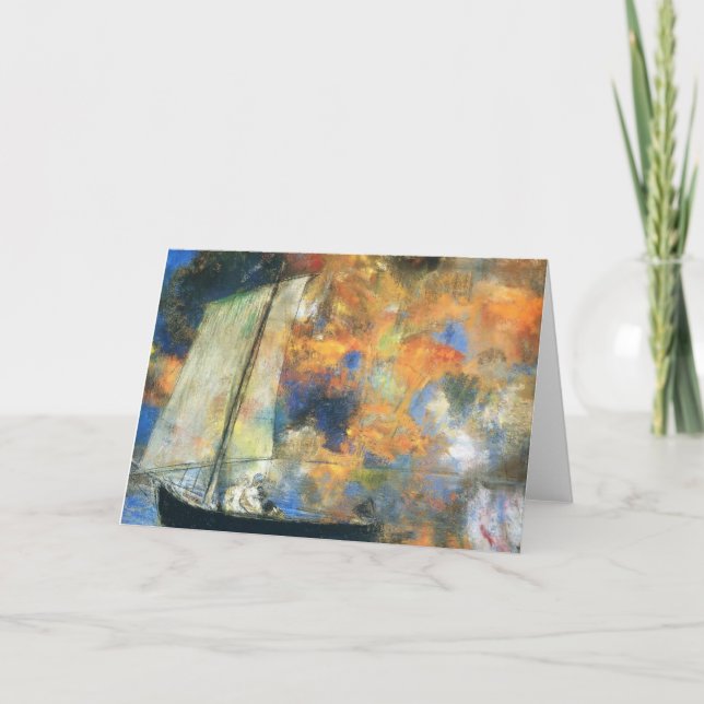 Tarjeta Nubes de la flor de Odilon Redon- (Anverso)