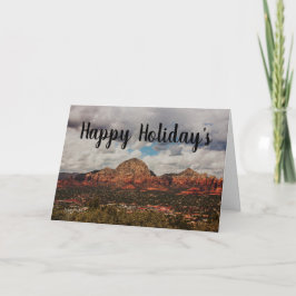 Tarjeta Nubes mientras se meten en Sedona Felices Fiestas