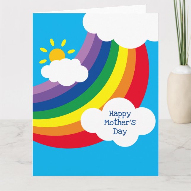 Tarjeta Nubes personalizadas, sol y arcoíris para el día d (Anverso)