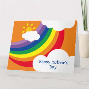 Tarjeta Nubes personalizadas, sol y arcoíris para el día d