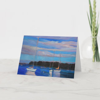 Tarjeta Nubes y barcos en la puesta del sol