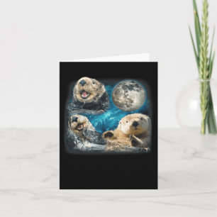 Tarjeta Nueces nutrias marinas con el animal del meme luna