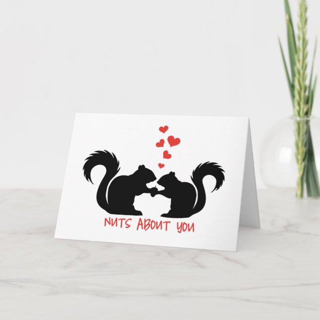 Tarjeta Nueces por ti, ardillas enamoradas (Anverso)
