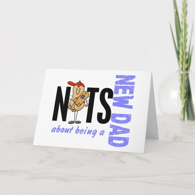 Tarjeta Nueces sobre ser un nuevo papá 1 (azul) (Anverso)