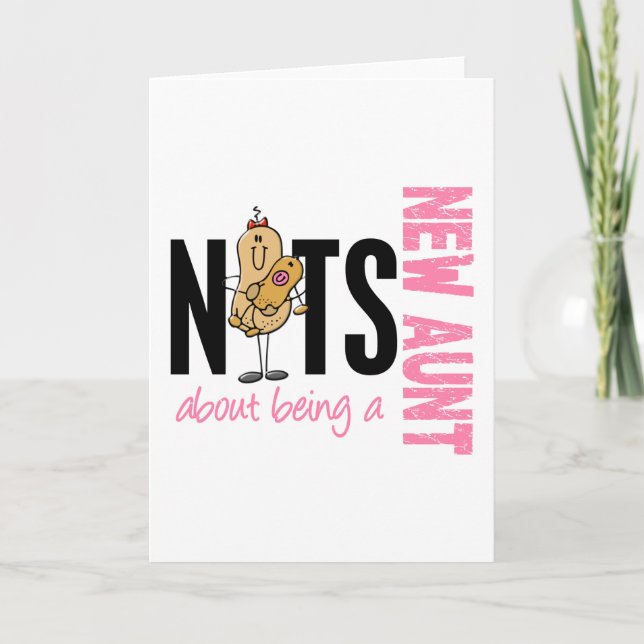 Tarjeta Nueces sobre ser una nueva tía 1 rosa (Anverso)