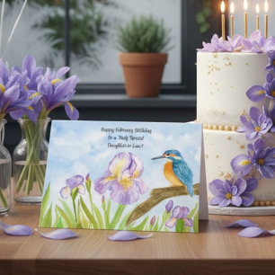 Tarjeta Nuera Feliz cumpleaños de febrero Martín pescador