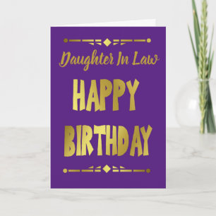 Tarjeta Nuera Moderno Cumpleaños Feliz Púrpura Dorado