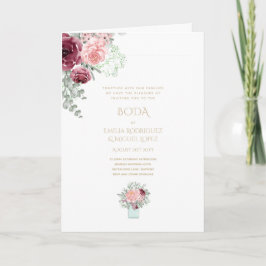 Tarjeta Nuestra Boda 4 páginas FLORAL Española Wedding INV