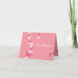 Tarjeta Nuestra boda - flores blancas y mariposas