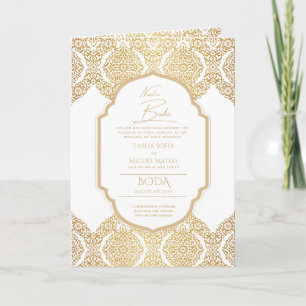 Tarjeta Nuestra Boda GOLD 4age española Wedding INVITE