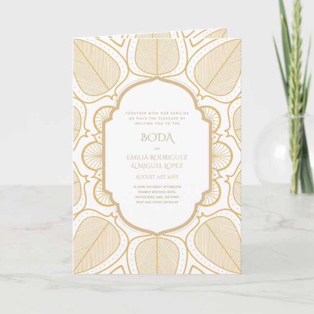 Tarjeta Nuestra Boda GOLD 4age española Wedding INVITE (Anverso)