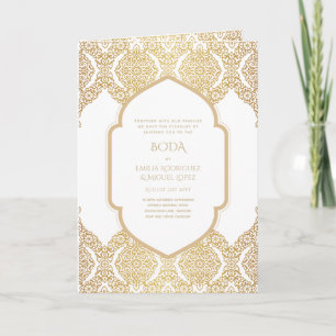 Tarjeta Nuestra Boda GOLD 4age española Wedding INVITE