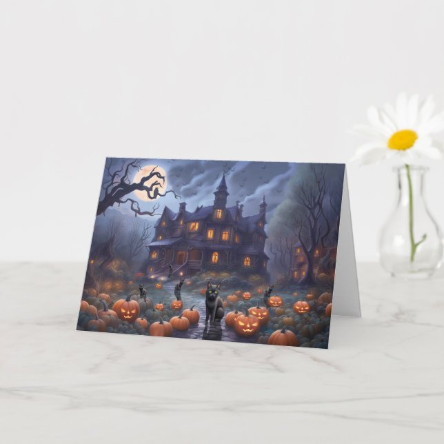 Tarjeta Nuestra casa a su atormentada Halloween (Planta pequeña)