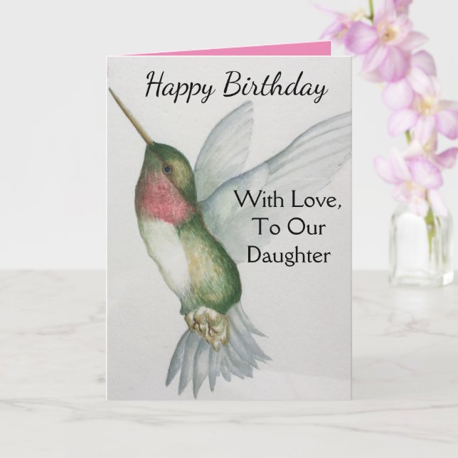 Tarjeta Nuestra Hija Con Amor Cumpleaños Hummingbird (Orquídea)