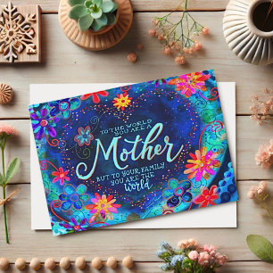 Tarjeta Nuestra madre, nuestro mundo Bonito azul floral di