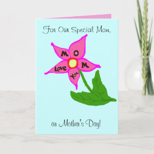 Tarjeta Nuestra Mamá Especial Floral Azul Rosa Iris Amaril