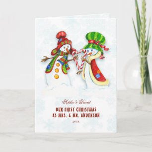 Tarjeta Nuestra Primera Navidad Como Sr. y la Sra. Cute Sn
