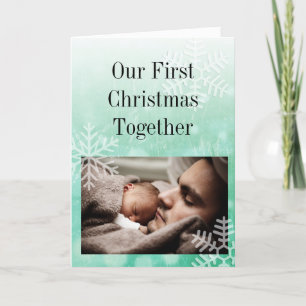 Tarjeta Nuestra primera Navidad, papá y niño personalizado