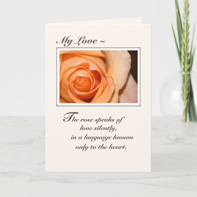Tarjeta Nuestra Rosa Naranja de Aniversario (Anverso)