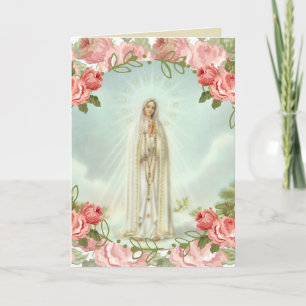 Tarjeta Nuestra Señora de Fátima Rosas Rosadas