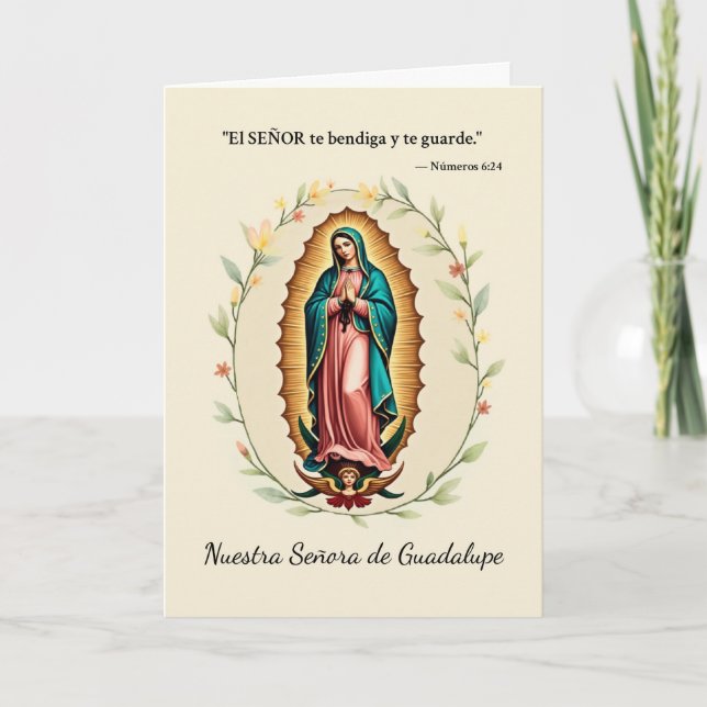 Tarjeta Nuestra Señora de Guadalupe bendice a España (Anverso)