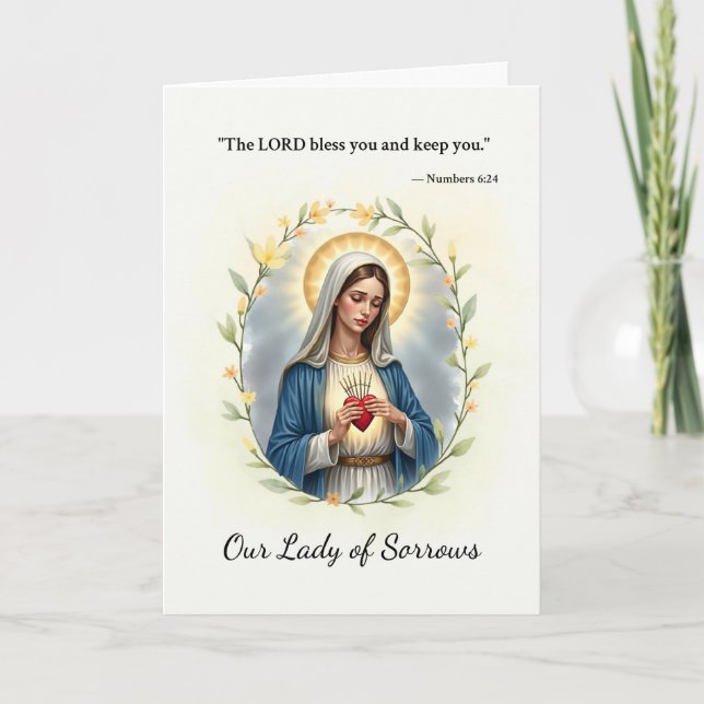 Tarjeta Nuestra Señora de los Dolores Paz y Bendiciones de (Anverso)