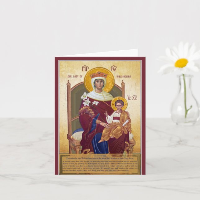 Tarjeta Nuestra Señora De Walsingham Con Troparion Tone Do (Planta pequeña)